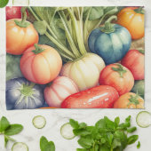 Waterverf Schilderen van Diverse Groenten Theedoek (Gevouwen)