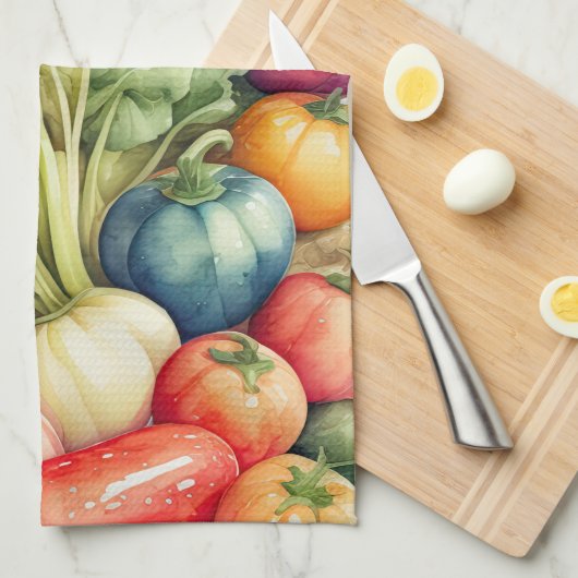Waterverf Schilderen van Diverse Groenten Theedoek (Quarter Fold)
