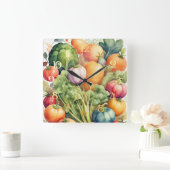 Waterverf Schilderen van Diverse Groenten Vierkante Klok (Huis)