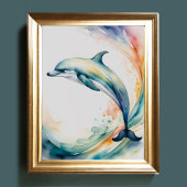 Waterverf Schilderen van Dolfijn 4:5 Poster