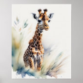 Waterverf Schilderen van een Baby Giraffe 5:4 Poster (Voorkant)