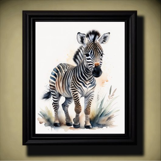 Waterverf Schilderen van een Baby Zebra 5:4 Poster