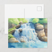 Waterverf schilderen van een cascade waterval briefkaart (Voorkant / Achterkant)