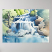 Waterverf schilderen van een cascade waterval poster (Voorkant)
