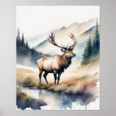 Waterverf Schilderen van een Elk 5:4 Poster (Voorkant)