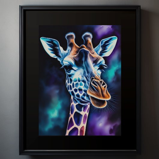 Waterverf Schilderen van een Giraffe 3:4 Poster