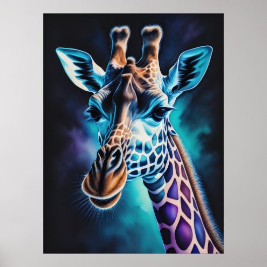 Waterverf Schilderen van een Giraffe 3:4 Poster (Voorkant)