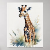 Waterverf Schilderen van een Giraffe 5:4 Poster (Voorkant)