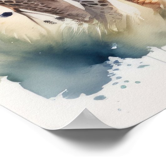 Waterverf Schilderen van een Giraffe 5:4 Poster (Hoek)