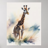 Waterverf Schilderen van een Giraffe 5:4 Poster (Voorkant)