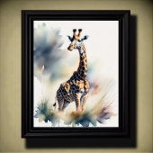 Waterverf Schilderen van een Giraffe 5:4 Poster