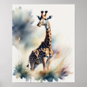 Waterverf Schilderen van een Giraffe 5:4 Poster (Voorkant)