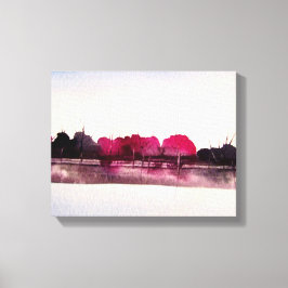 Waterverf Schilderen van een kleurrijk landschap Canvas Afdruk