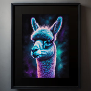 Waterverf Schilderen van een Llama 3:4 II Poster