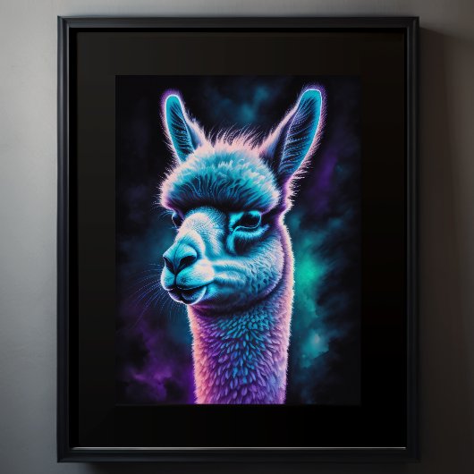 Waterverf Schilderen van een Llama 3:4 II Poster