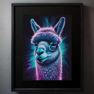 Waterverf Schilderen van een Llama 3:4 Poster