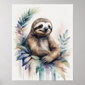 Waterverf Schilderen van een luiaard 5:4 Poster (Voorkant)