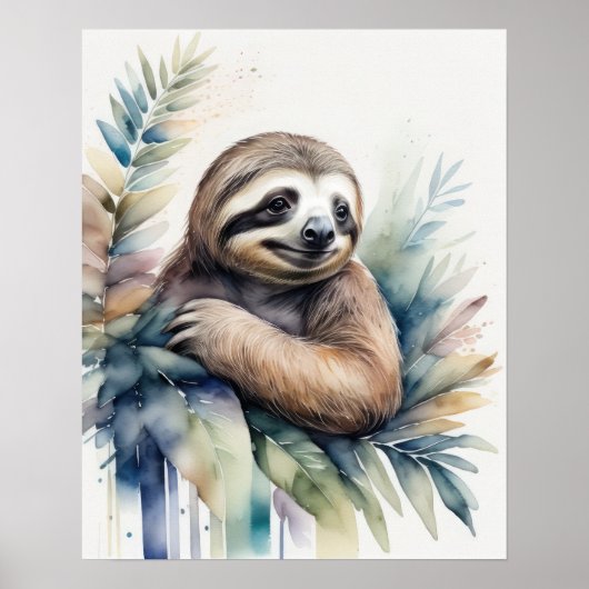 Waterverf Schilderen van een luiaard 5:4 Poster (Voorkant)