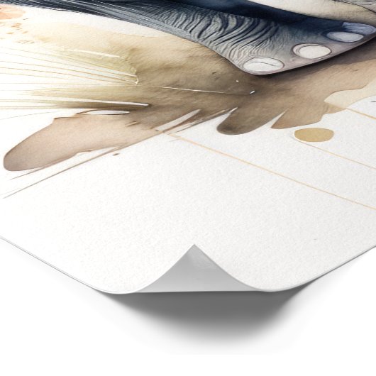 Waterverf Schilderen van een olifant 5:4 Poster (Hoek)