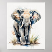 Waterverf Schilderen van een olifant 5:4 Poster (Voorkant)