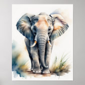 Waterverf Schilderen van een olifant 5:4 Poster (Voorkant)