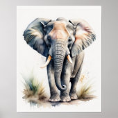 Waterverf Schilderen van een olifant 5:4 Poster (Voorkant)