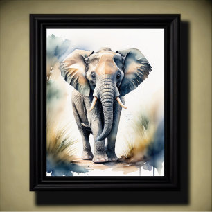 Waterverf Schilderen van een olifant 5:4 Poster