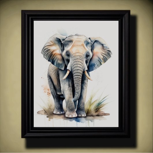 Waterverf Schilderen van een olifant 5:4 Poster