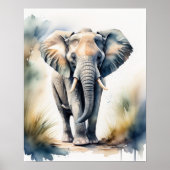 Waterverf Schilderen van een olifant 5:4 Poster (Voorkant)