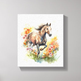Waterverf Schilderen van een paard Canvas Afdruk