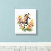 Waterverf Schilderen van een paard Canvas Afdruk (Insitu (Houten vloer))