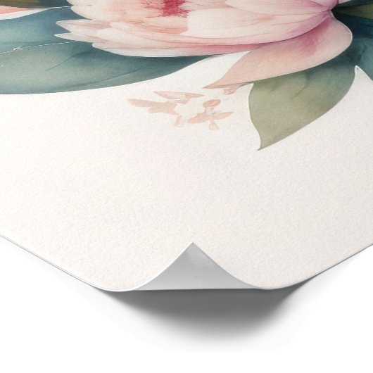 Waterverf Schilderen van een pioen III Poster (Hoek)