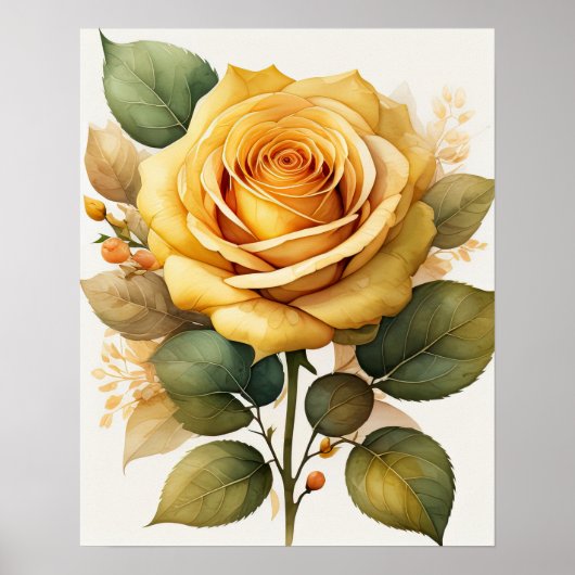 Waterverf Schilderen van een Roos Poster (Voorkant)