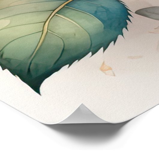 Waterverf Schilderen van een Roos Roze II Poster (Hoek)