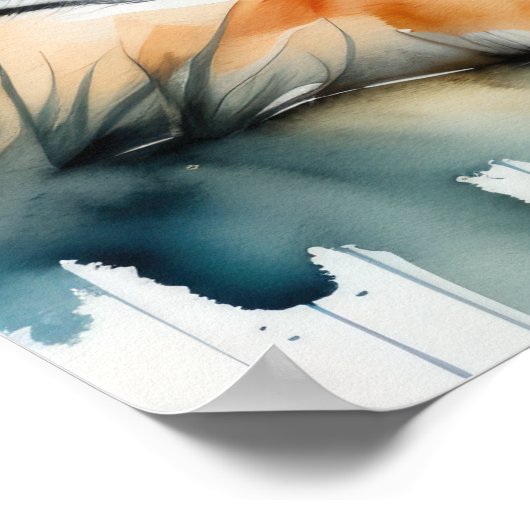 Waterverf Schilderen van een tijger 5:4 Poster (Hoek)