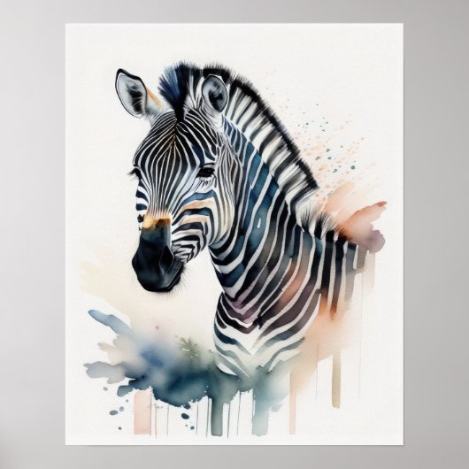 Waterverf Schilderen van een Zebra 5:4 Poster (Voorkant)