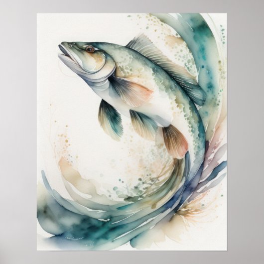 Waterverf Schilderen van Fish Splash Poster (Voorkant)
