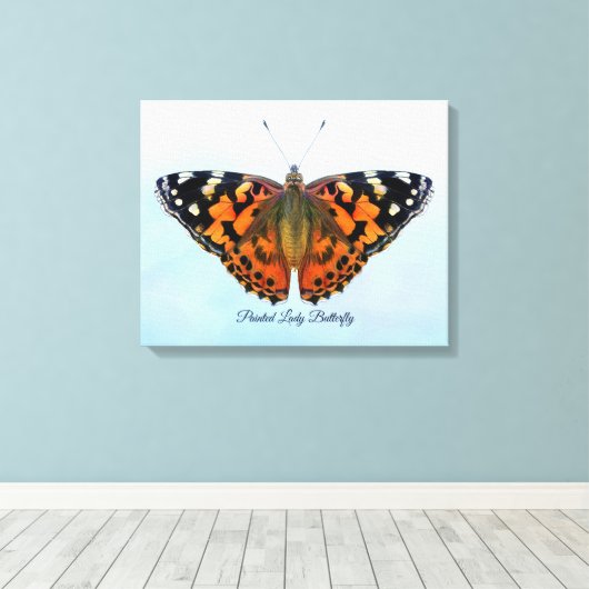 Waterverf schilderen van gebilderde vlasvlinder canvas afdruk (Insitu (Houten vloer))