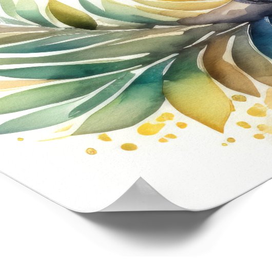 Waterverf Schilderen van Geel Vogel 1:1 Poster (Hoek)