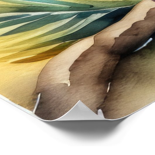 Waterverf Schilderen van Geel Vogel 5:4 Poster (Hoek)