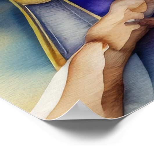 Waterverf Schilderen van Geel Vogel 5:4 Poster (Hoek)