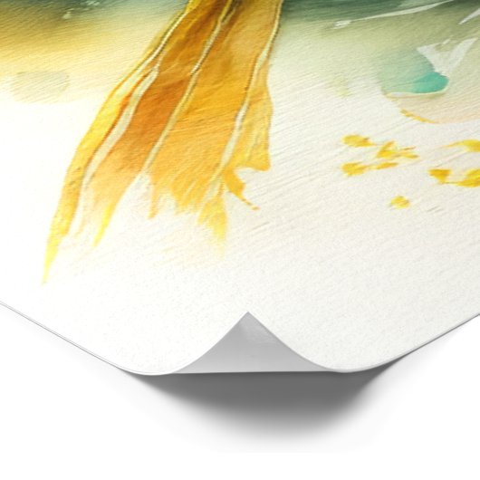 Waterverf Schilderen van Geel Vogel 5:4 Poster (Hoek)