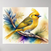 Waterverf Schilderen van Geel Vogel 5:4 Poster (Voorkant)