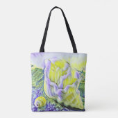 Waterverf Schilderen van gele paarse schelp Tote Bag (Achterkant)