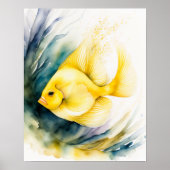 Waterverf Schilderen van Gele Vis Poster (Voorkant)