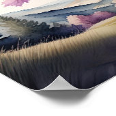 Waterverf Schilderen van Grote Paarse Bladboom Poster (Hoek)