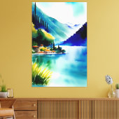 Waterverf schilderen van het meer van Como (Lago d Canvas Afdruk (Insitu (Woonkamer))