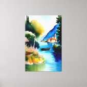 Waterverf schilderen van het meer van Garda (Lago Canvas Afdruk (Voorkant)