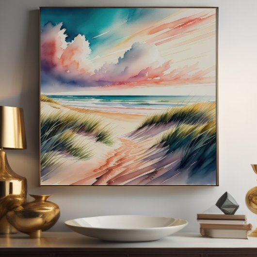 Waterverf Schilderen van het strand Poster