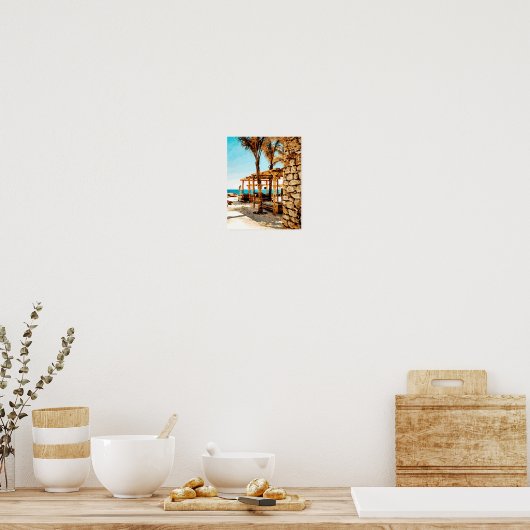 Waterverf Schilderen van het strand van Mykonos Poster (Keuken)